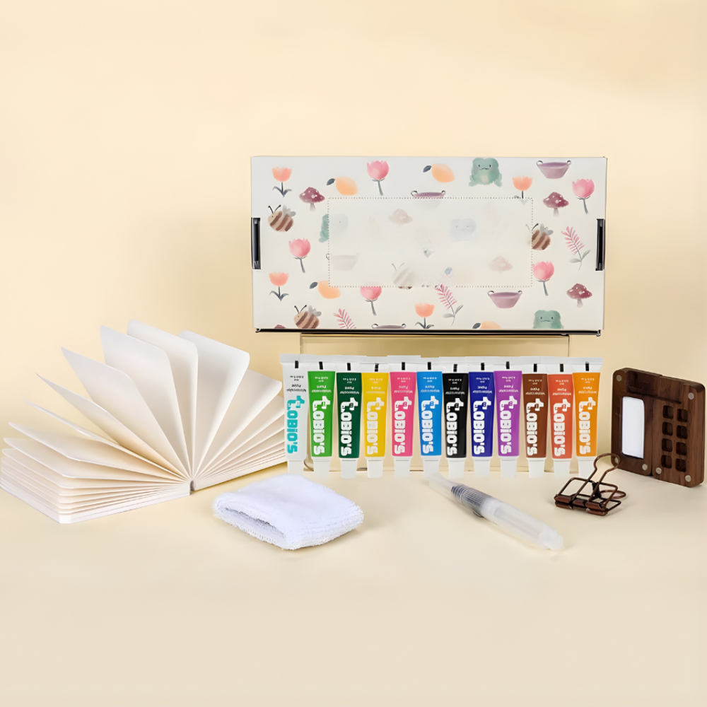 Aquarell Set Künstler Tragbar Holzpalette 12 Farben Malset