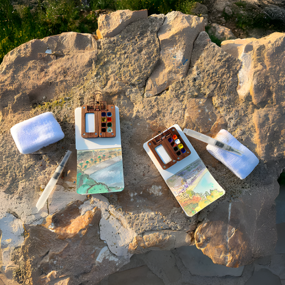 Aquarell Set Künstler Tragbar Holzpalette 12 Farben Malset