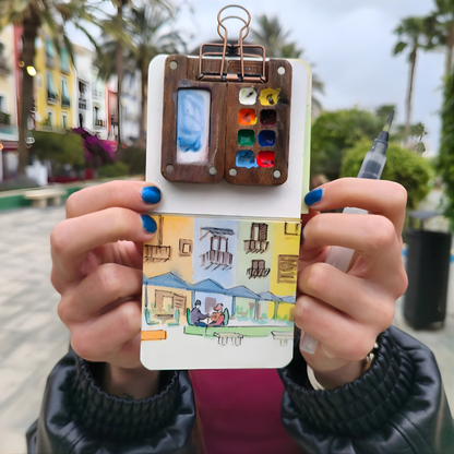 Aquarell Set Künstler Tragbar Holzpalette 12 Farben Malset