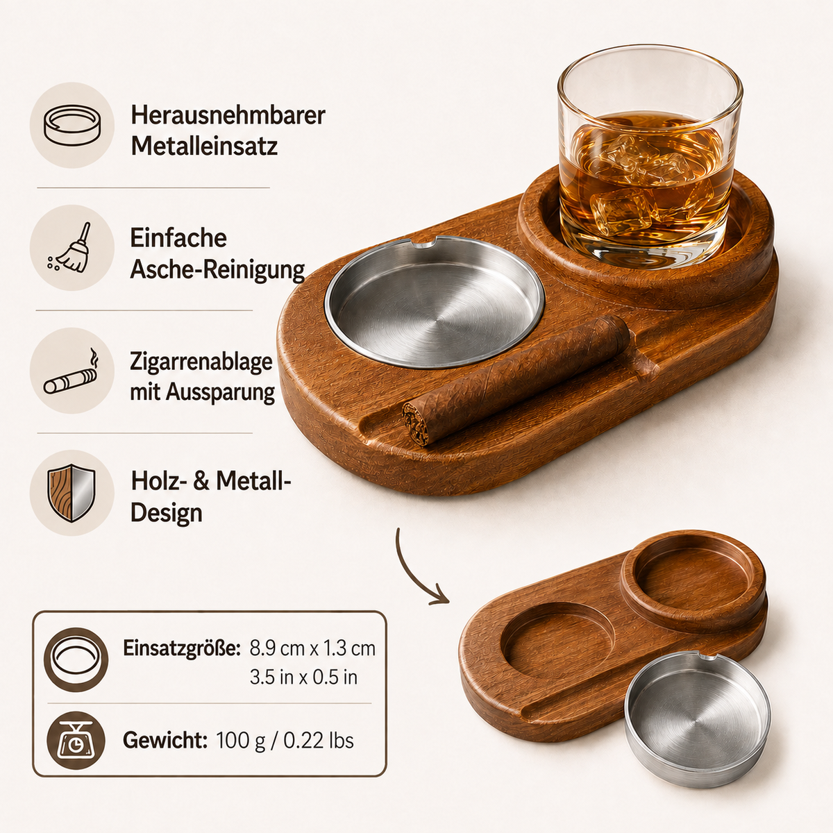 Aschenbecher Mit Zigarrenablage Glas Halter Einfache Reinigung