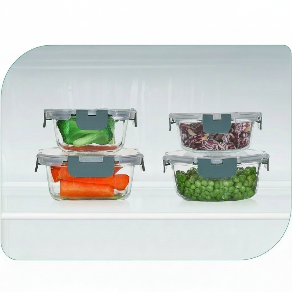 Aufbewahrungsboxen Glas Set Luftdicht Stapelbar Lebensmittelbehälter8