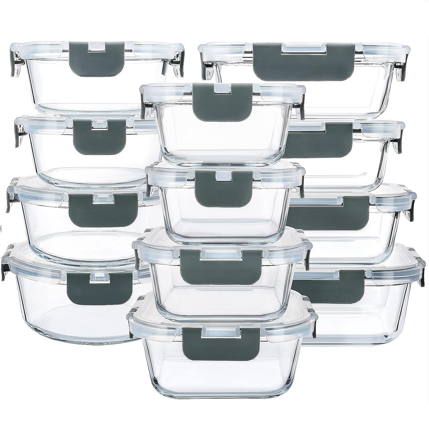 Glass Food Storage Containers Set Airtight Stackable Kitchen Box