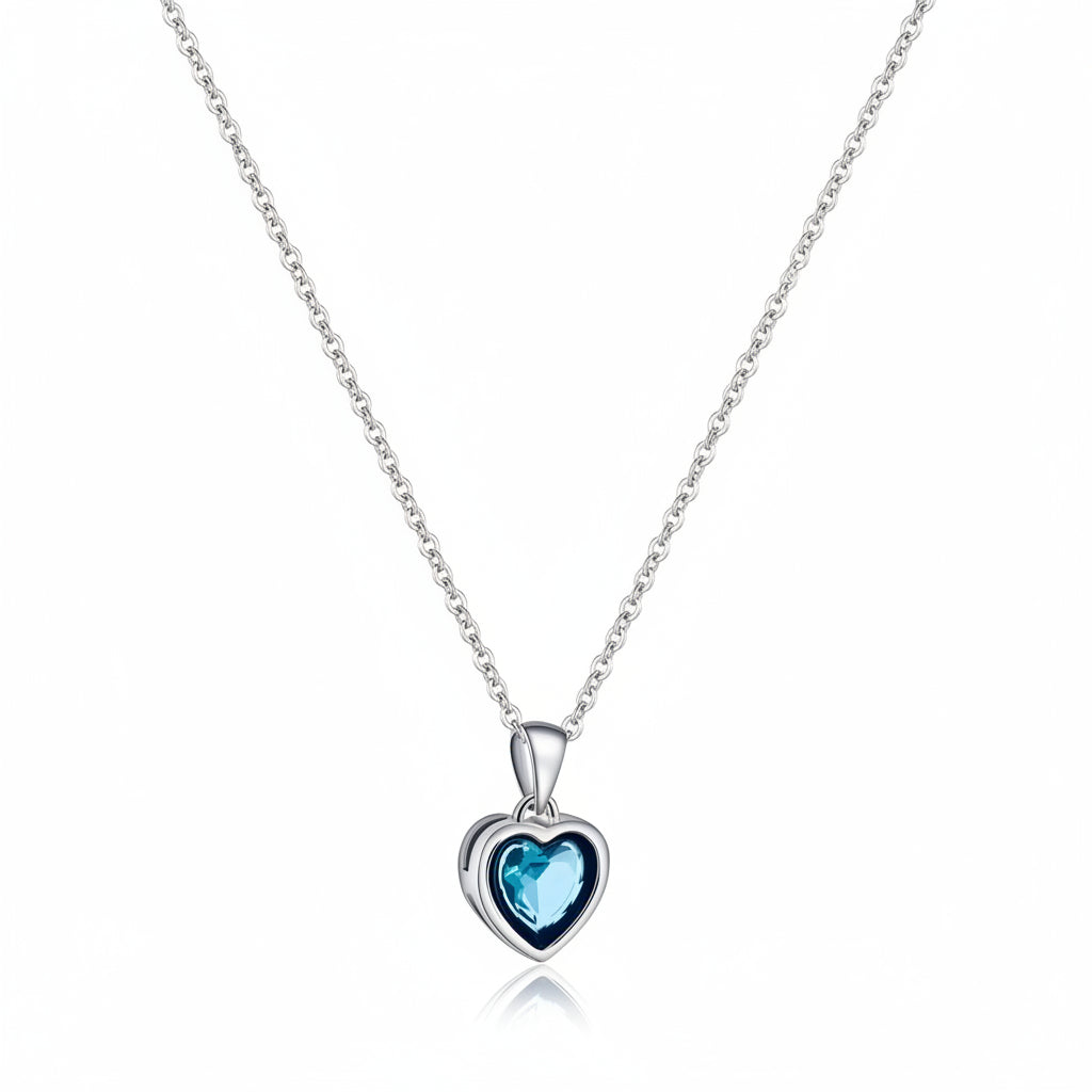 Colgante de Corazón para Dama Cadena de Plata de Ley