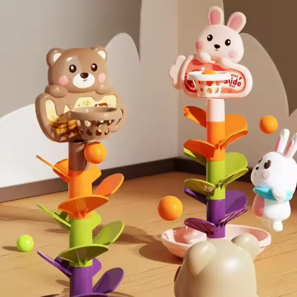 Baby Spielzeug Kugelbahn Musik Lern Aktivitätsturm Tierdesign
