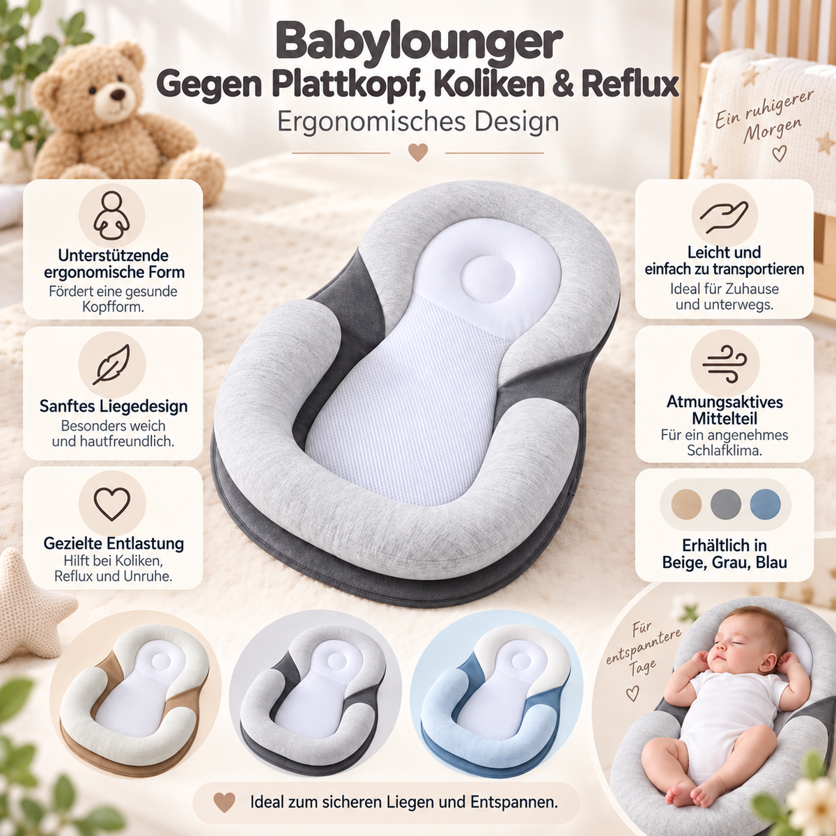 Babylounger Gegen Plattkopf Koliken Reflux Babyprodukte