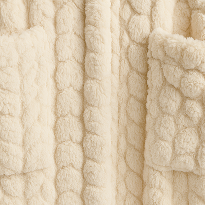 Bademantel Winter Morgenmantel Fleece Lang Kapuze Taschen