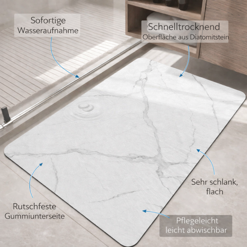 Bath Mat Diatomaceous Earth Quick-Drying Non-Slip Marble Look