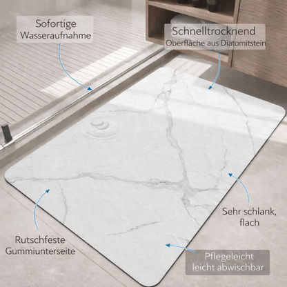 Bath Mat Diatomaceous Earth Quick-Drying Non-Slip Marble Look