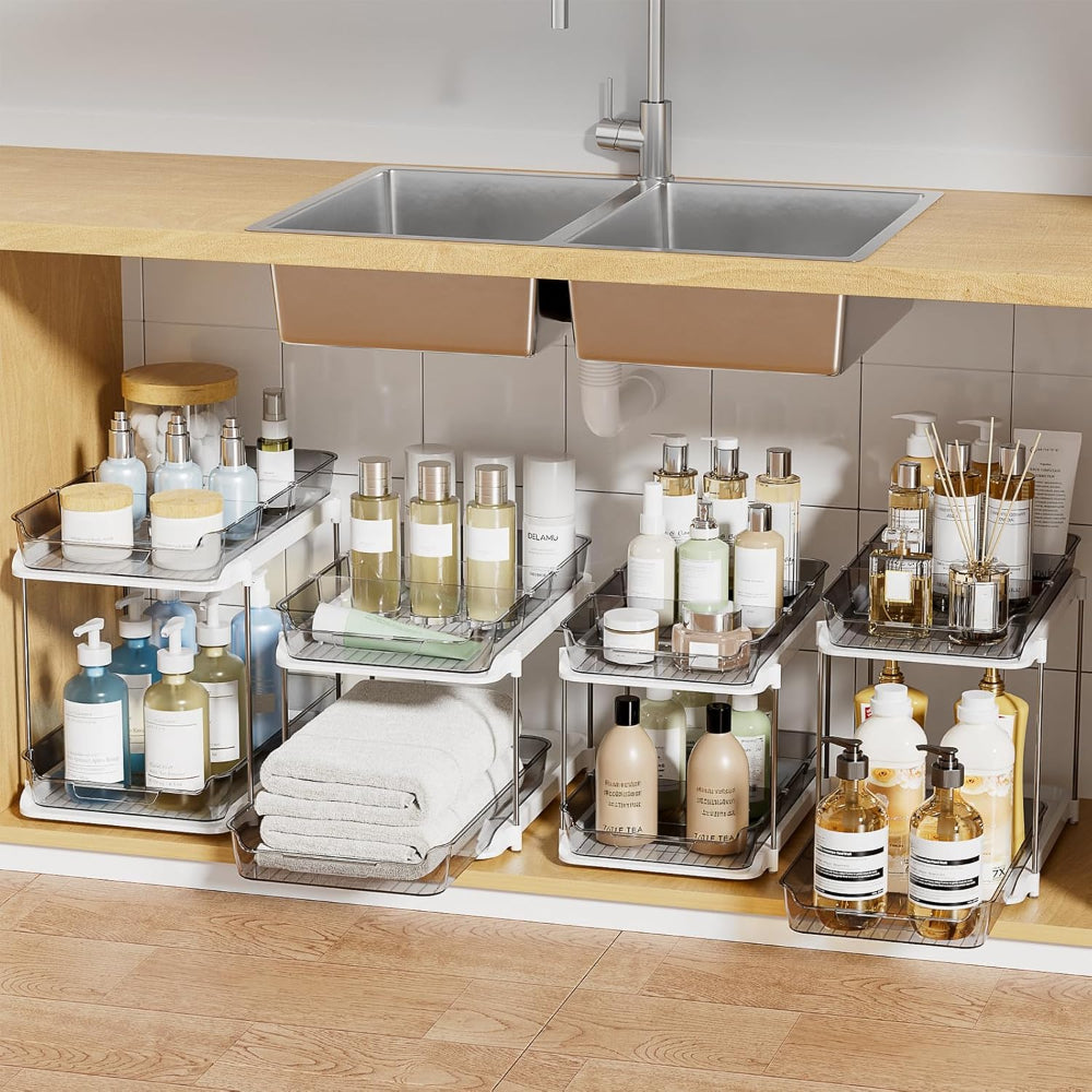 Bathroom Organizer Cabinet Organizer Extendable Stackable Acrylic