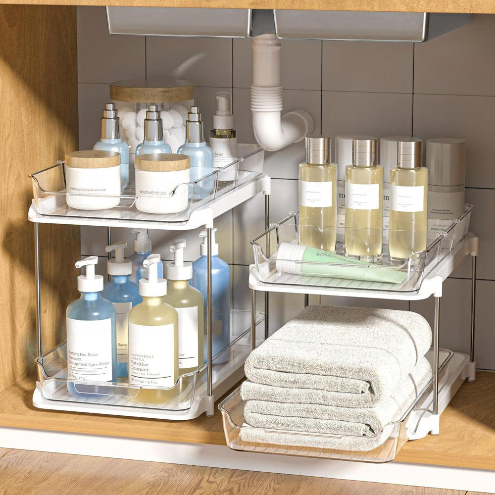 Bathroom Organizer Cabinet Organizer Extendable Stackable Acrylic