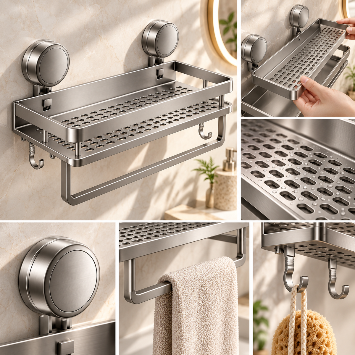 Badezimmerregal Mit Abnehmbarem Design Wandregal Mit Saugnäpfen