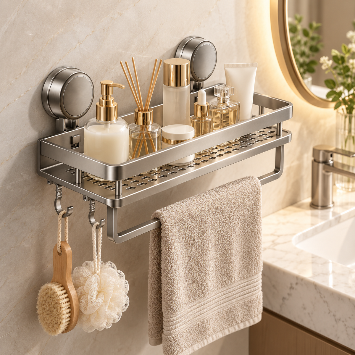 Badezimmerregal Mit Abnehmbarem Design Wandregal Mit Saugnäpfen