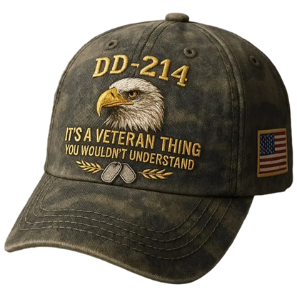 Baseball Cap Veterans Vintage Cotton Embroidered Eagle Design