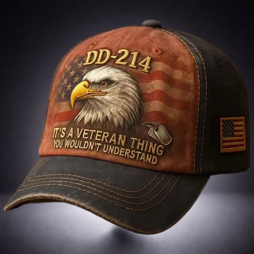 Baseball Cap Veterans Vintage Cotton Embroidered Eagle Design