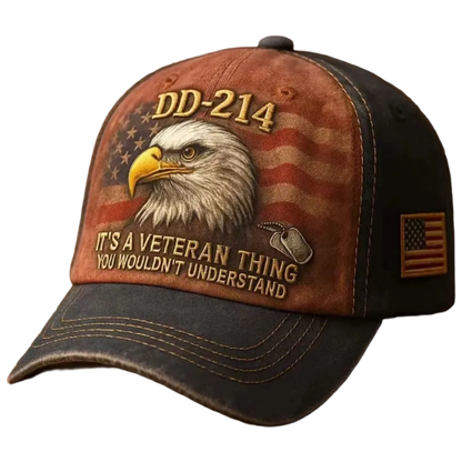 Baseball Cap Veterans Vintage Cotton Embroidered Eagle Design