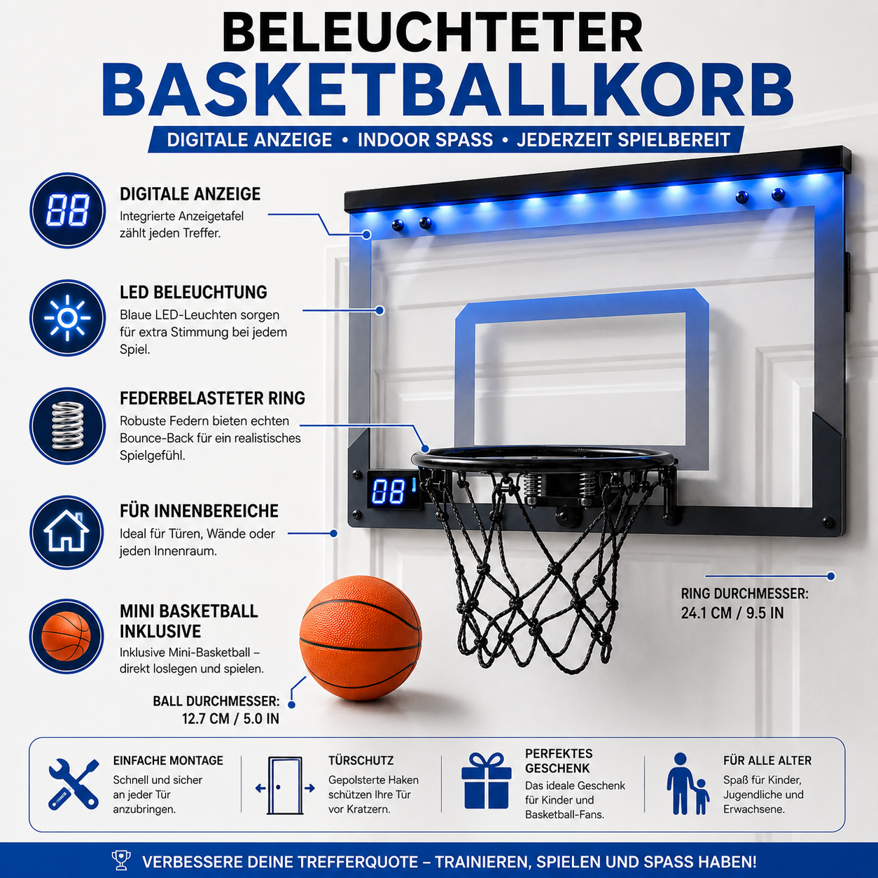 Basketballkorb Für Tür Beleuchtet Digitalanzeige