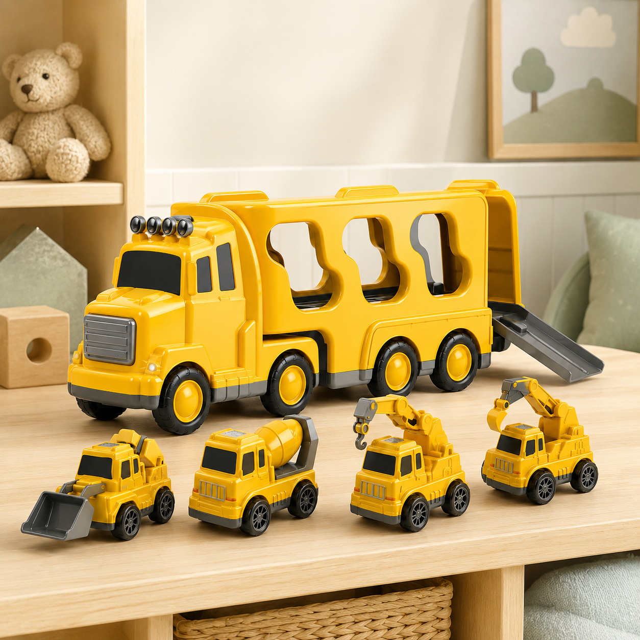 Baufahrzeug Spielset Für Kleinkinder Mit Lastwagen Und Zubehör