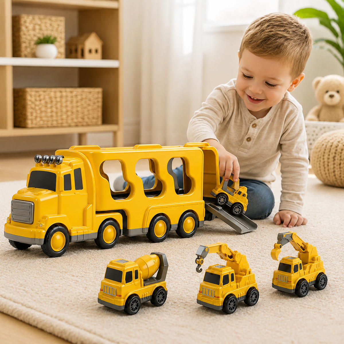 Baufahrzeug Spielset Für Kleinkinder Mit Lastwagen Und Zubehör