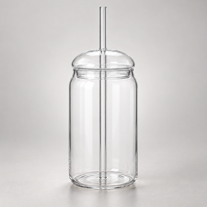 Becher Mit Deckel Glasbecher Mit Strohhalm Kalte Getränke