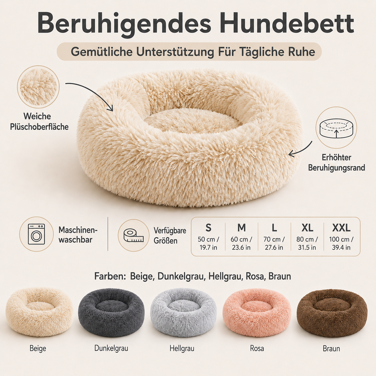 Beruhigendes Hundebett Mit Erhöhten Rändern Waschbar