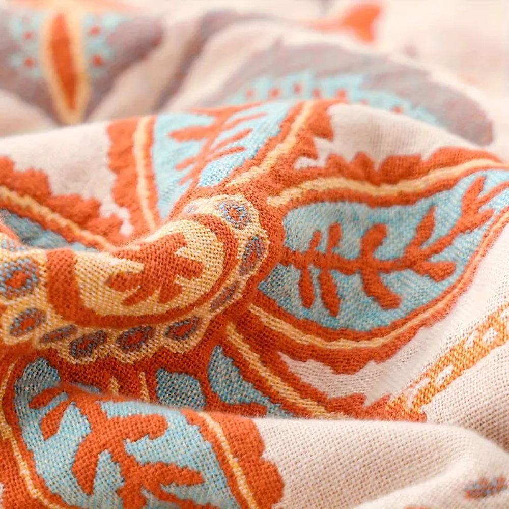 Rustic Floral Boho Blanket | 100% Cotton Floral Blanket - Image 8