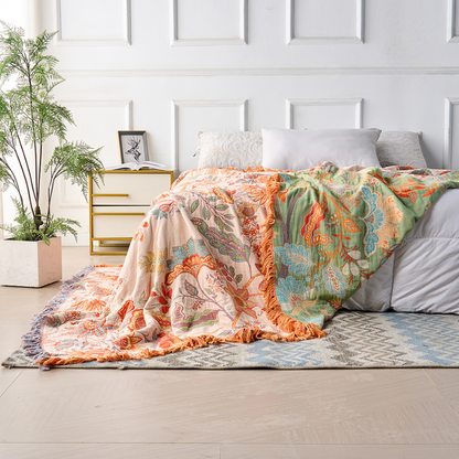 Rustic Floral Boho Blanket | 100% Cotton Floral Blanket - Image 4