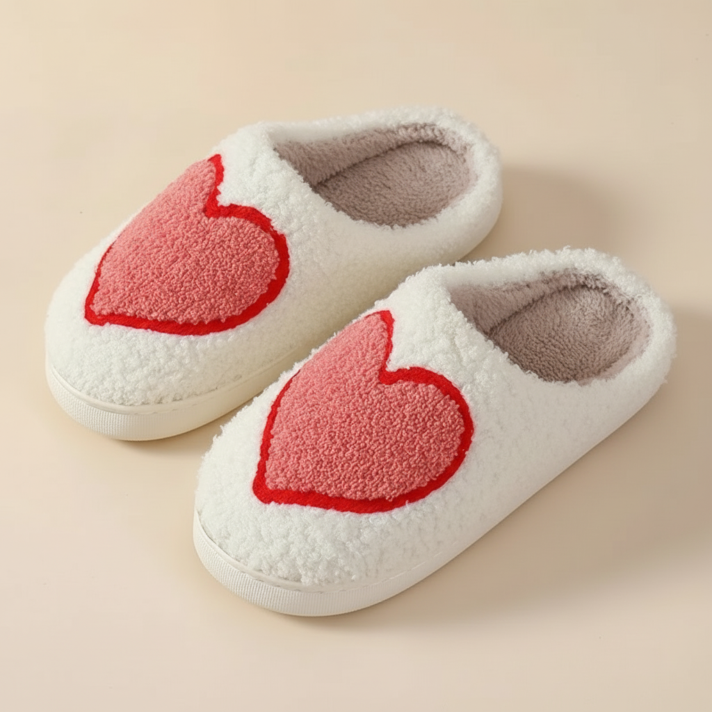 Fluffy Slippers Heart Mushroom Pattern Comfort Style Home