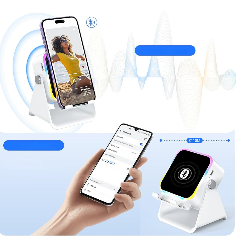 Bluetooth Speaker Induction Phone Holder LED Light