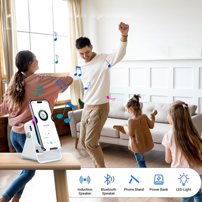 Bluetooth Speaker Induction Phone Holder LED Light