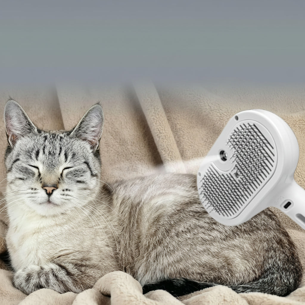 Spazzola Massaggiante per Animali Rimozione Pelo con Un Click Nebbia Spray