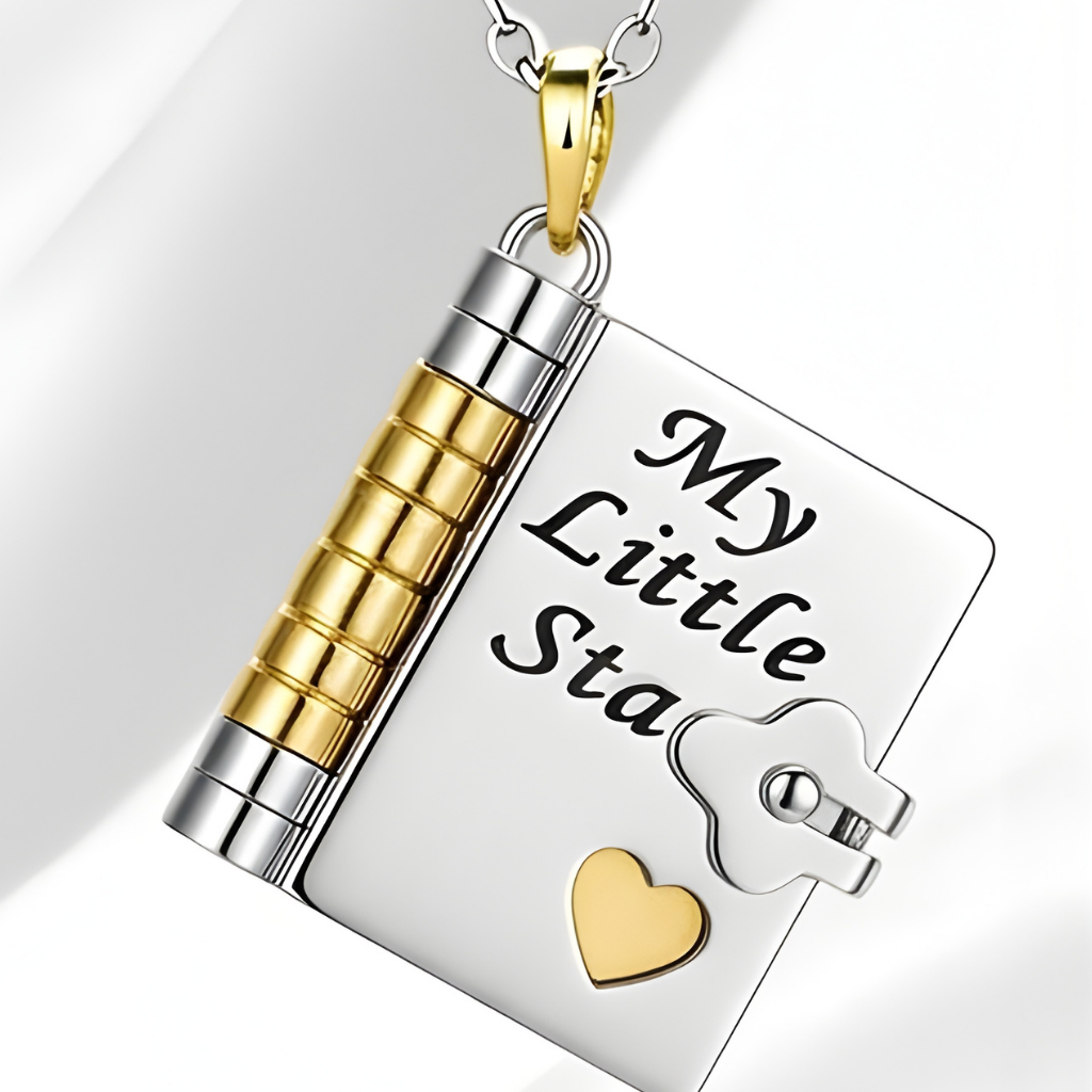 Buchanhänger Halskette Edelstahl Schmuck Geschenk Idee