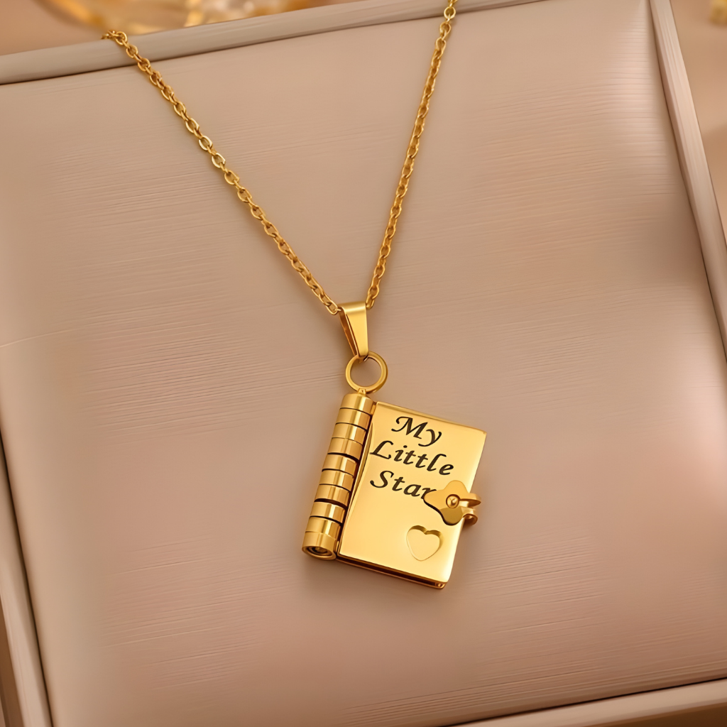 Buchanhänger Halskette Edelstahl Schmuck Geschenk Idee