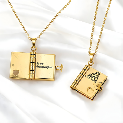 Buchanhänger Halskette Edelstahl Schmuck Geschenk Idee