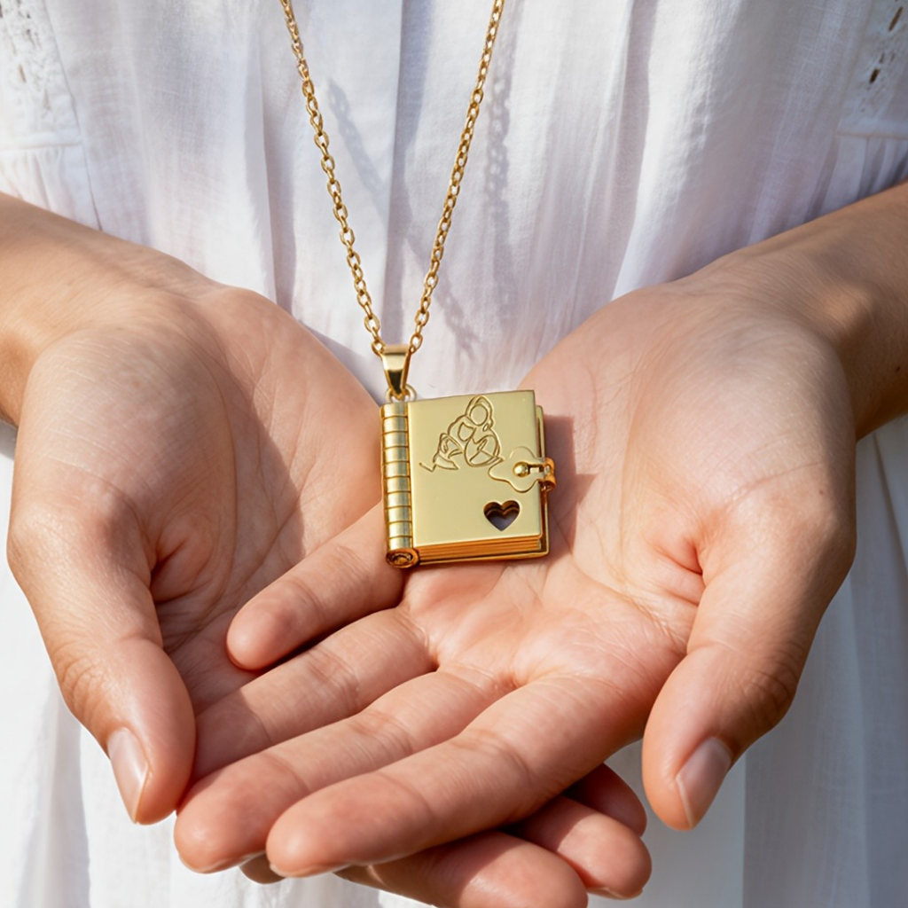 Buchanhänger Halskette Edelstahl Schmuck Geschenk Idee