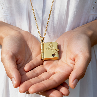 Buchanhänger Halskette Edelstahl Schmuck Geschenk Idee