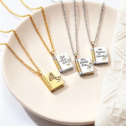 Buchanhänger Halskette Edelstahl Schmuck Geschenk Idee