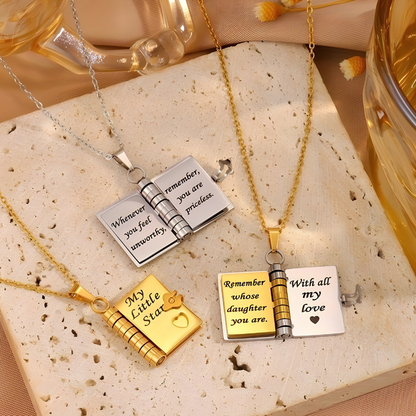 Buchanhänger Halskette Edelstahl Schmuck Geschenk Idee