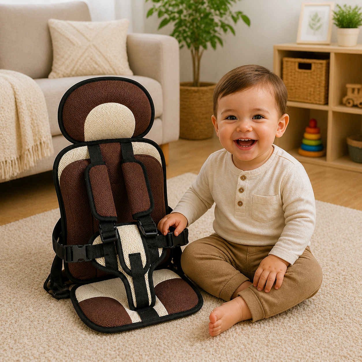 Portable Foldable Child Car Seat Booster
