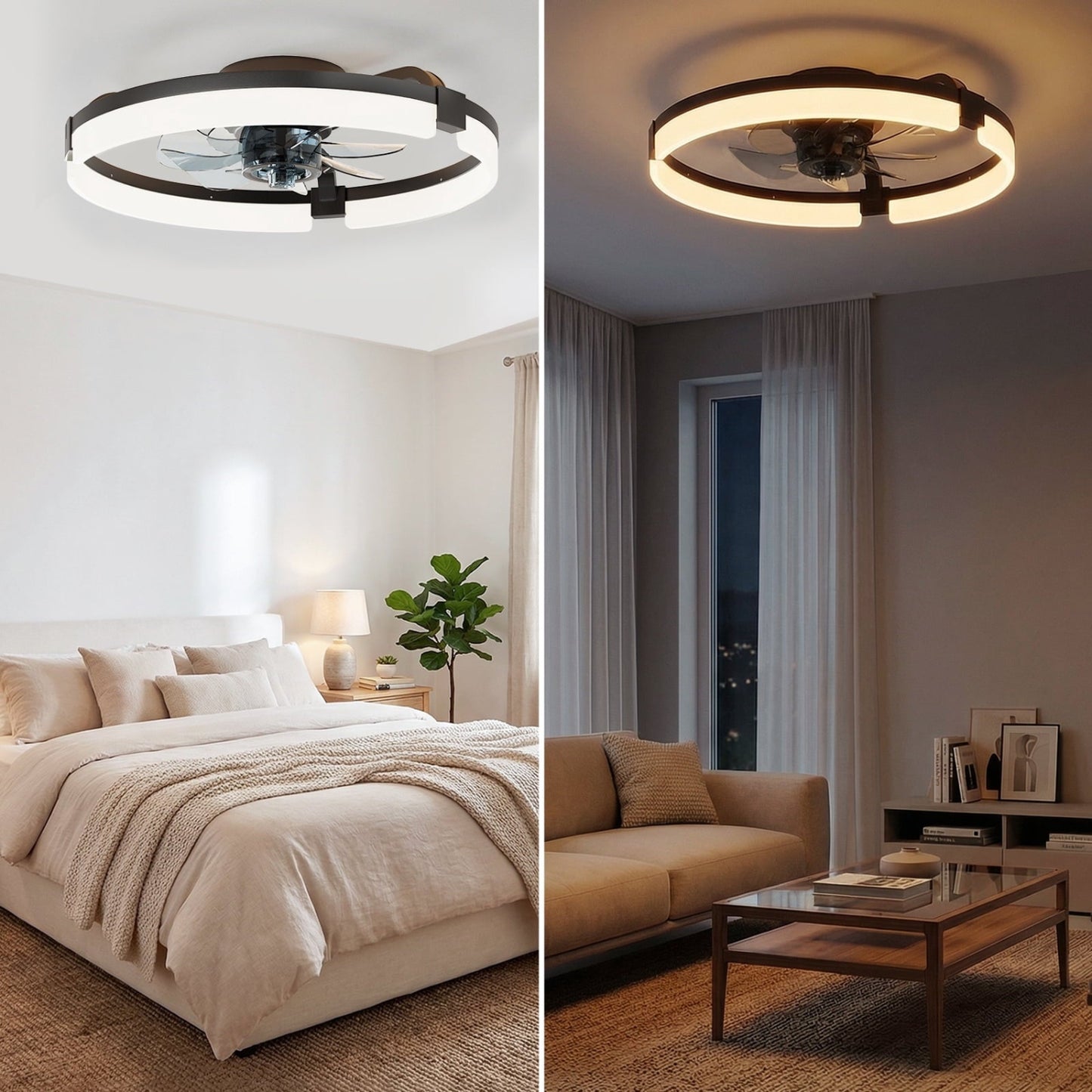 Ventilador Techo LED Moderno Silencioso Sala Dormitorio