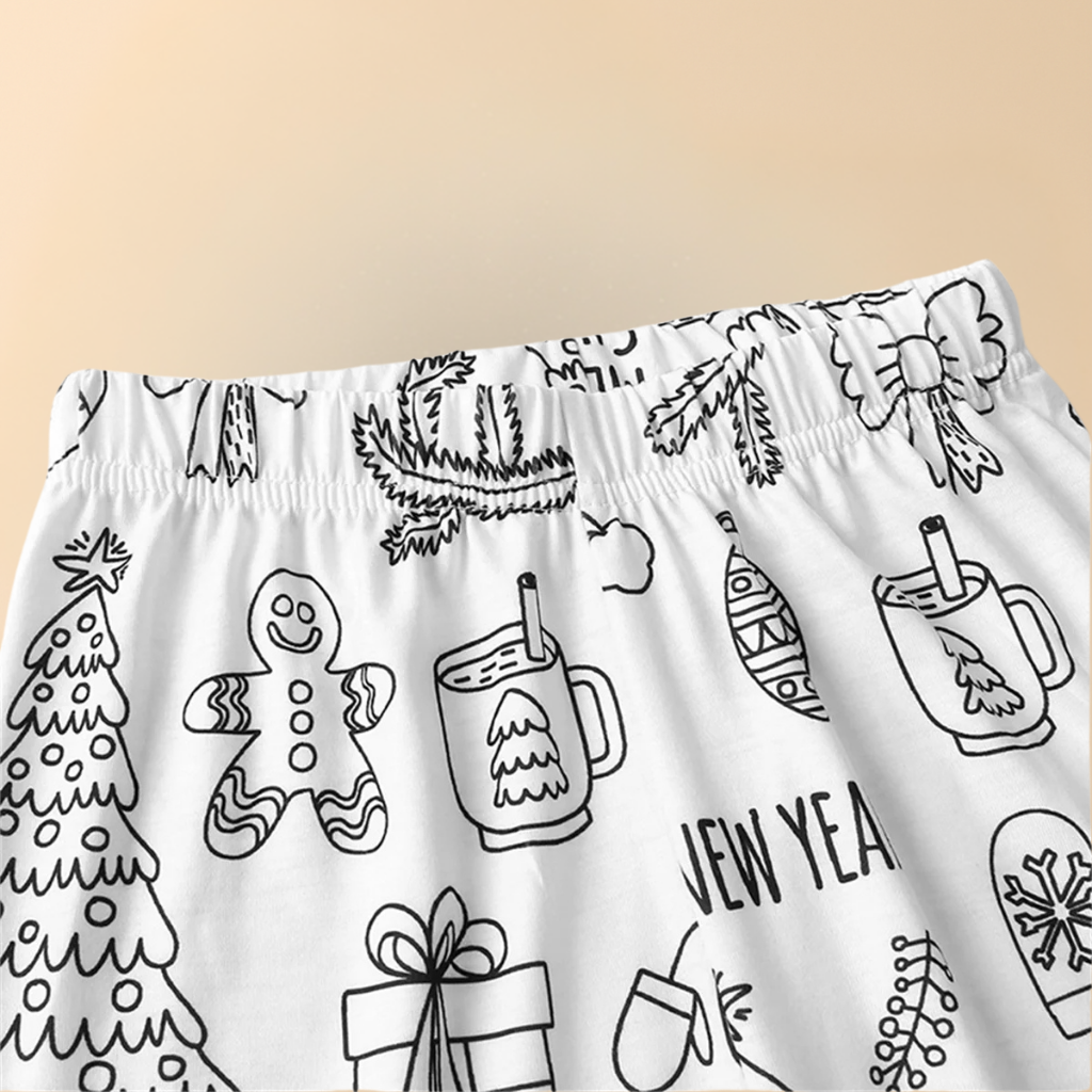 Kinder Baumwolle Schlafanzug Set Malen Weihnachts Motiv Pyjama