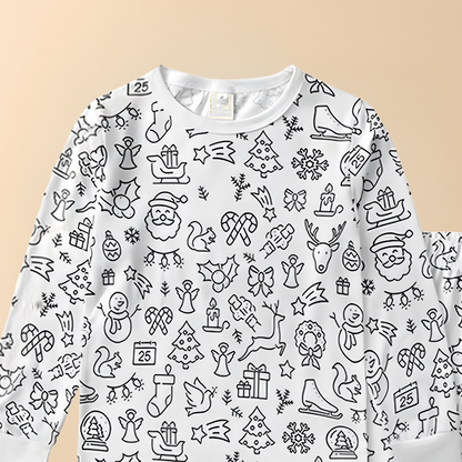 Kinder Baumwolle Schlafanzug Set Malen Weihnachts Motiv Pyjama
