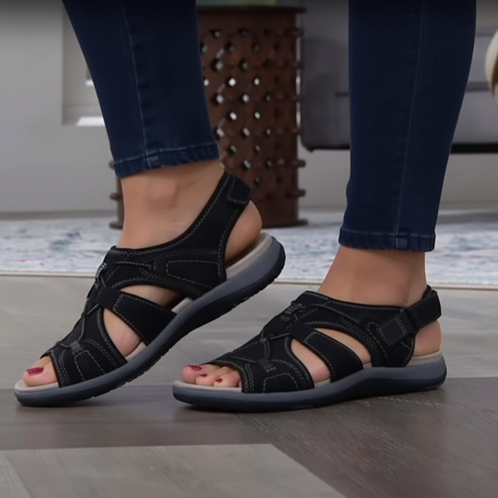 Damen Sandalen Klettverschluss Komfortsohle
