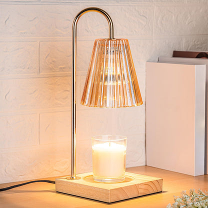 Kerzenwärmer Lampe Metall Holz Glas Tisch Dekoration