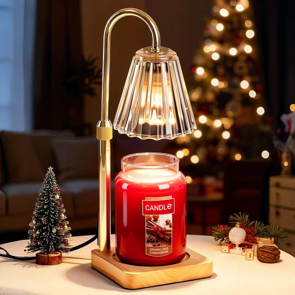 Kerzenwärmer Lampe Metall Holz Glas Tisch Dekoration