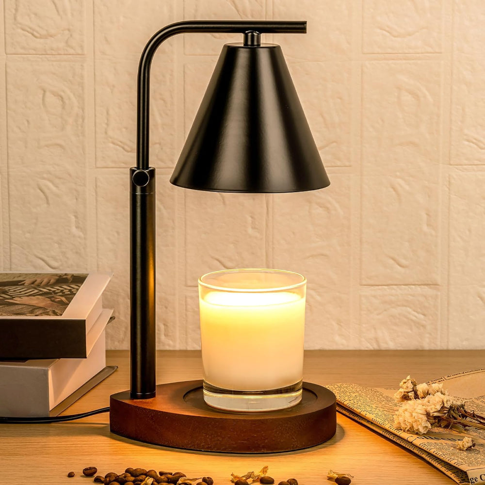 Kerzenwärmer Lampe Metall Holz Glas Tisch Dekoration
