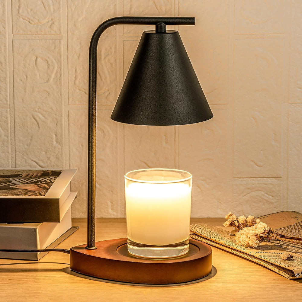 Kerzenwärmer Lampe Metall Holz Glas Tisch Dekoration