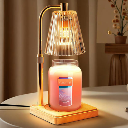 Kerzenwärmer Lampe Metall Holz Glas Tisch Dekoration
