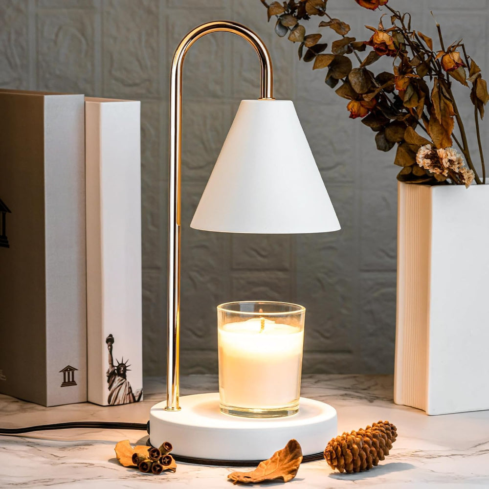 Kerzenwärmer Lampe Metall Holz Glas Tisch Dekoration