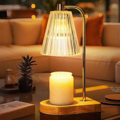 Kerzenwärmer Lampe Metall Holz Glas Tisch Dekoration