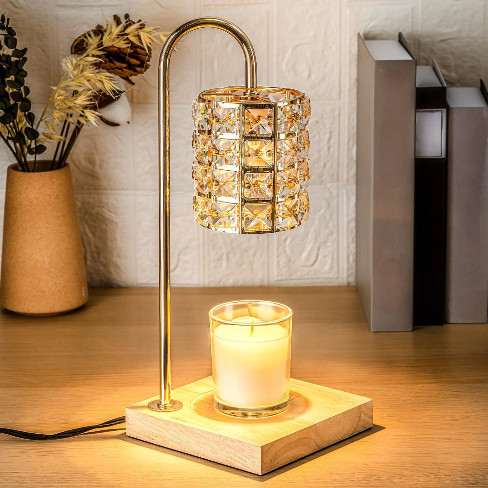 Kerzenwärmer Lampe Metall Holz Glas Tisch Dekoration